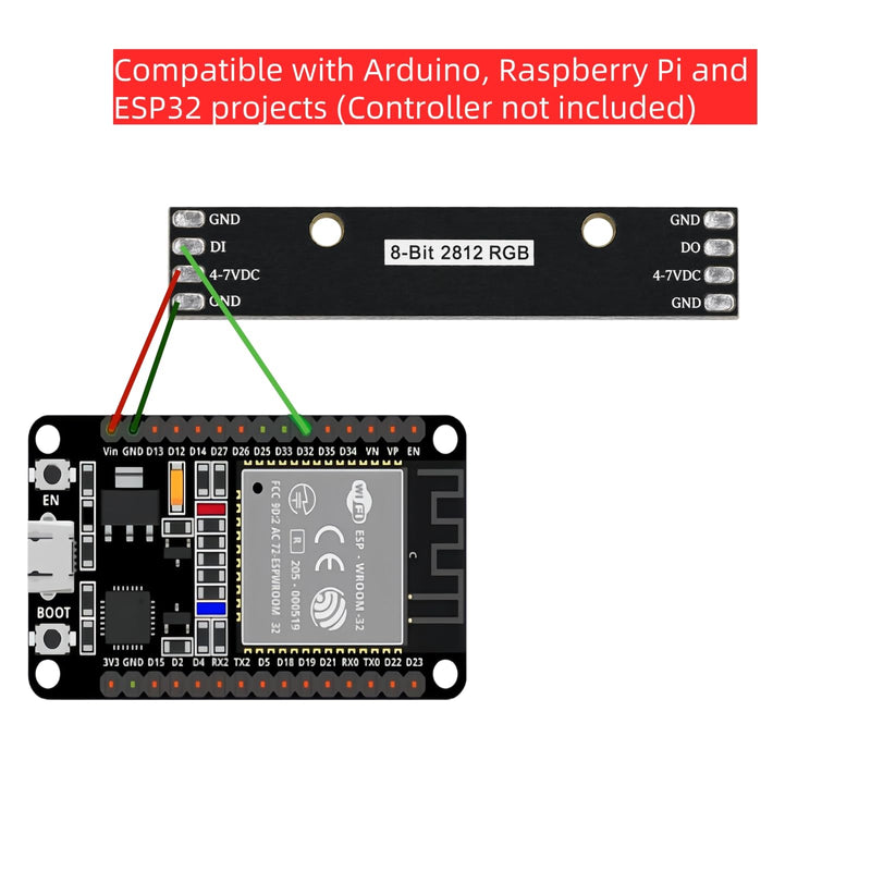WS2812 RGB LED Module 8 Bit, 5050 LED Stick 5 V with Integrated Driver, Addressable RGB Light Strip for Arduino Raspberry Pi ESP32, DIY Electronics Model Making Lighting Pack of 10
