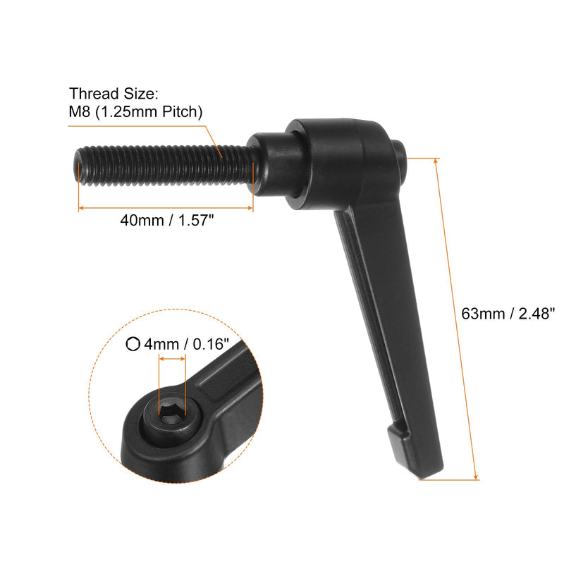 [Australia - AusPower] - 10pcs Adjustable Clamping Lever Handles M8 x 40mm Male Thread Bolt Knobs Rotating Screw Locking Quick Release Ratchet Push Button Handle, Black 