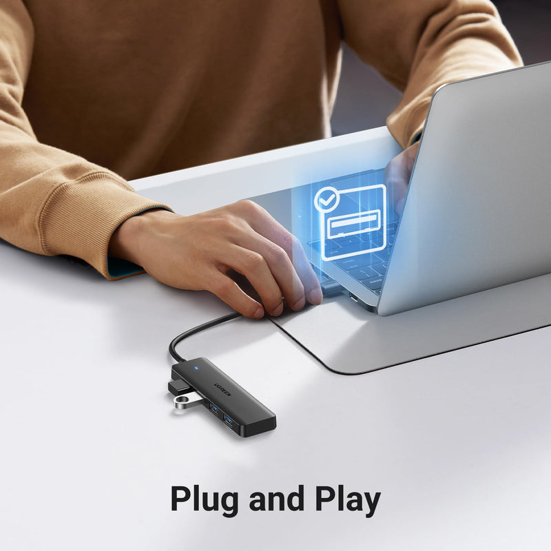 [Australia - AusPower] - UGREEN USB 3.0 Hub, 4 Ports USB A Splitter Ultra-Slim USB Expander for Mouse, Keyboard, Flash Drive, U Disk, Printer Compatible with Laptop, Desktop PC, Xbox, PS5, and More 0.5 ft 