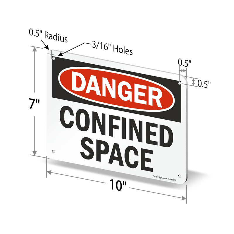SmartSign "Danger - Confined Space" Sign | 7" x 10" Aluminum