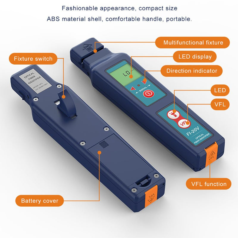 [Australia - AusPower] - Optical Fiber Identifier OFI FI-20V with VFL Light Fiber Detector Tester Traffic Identifier Suitable for 0.25/0.9/2.0/3.0mm 800nm-1700nm wavelength 