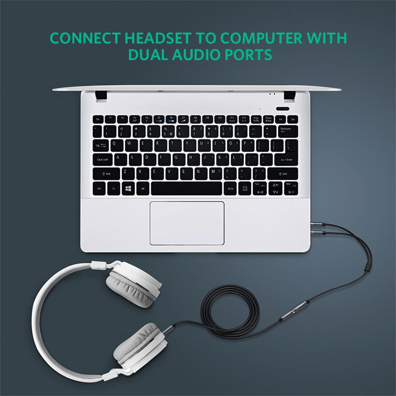 [Australia - AusPower] - UGREEN Headphone Splitter for Computer 3.5mm Female to 2 Dual 3.5mm Male Braided Audio Splitter Cable Microphone Stereo Jack Earphones Port Cord Gaming Headset to PC Laptop Adapter Black 