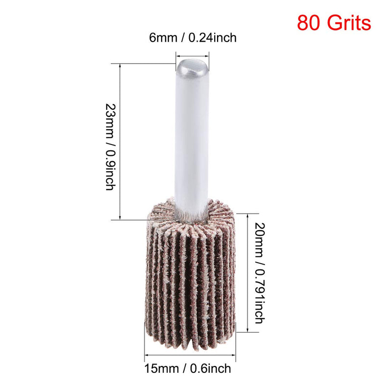 sourcing map 5 Pcs 3 Inch Flap Wheels Shaft Mounted Grinding Wheel 80 Grit