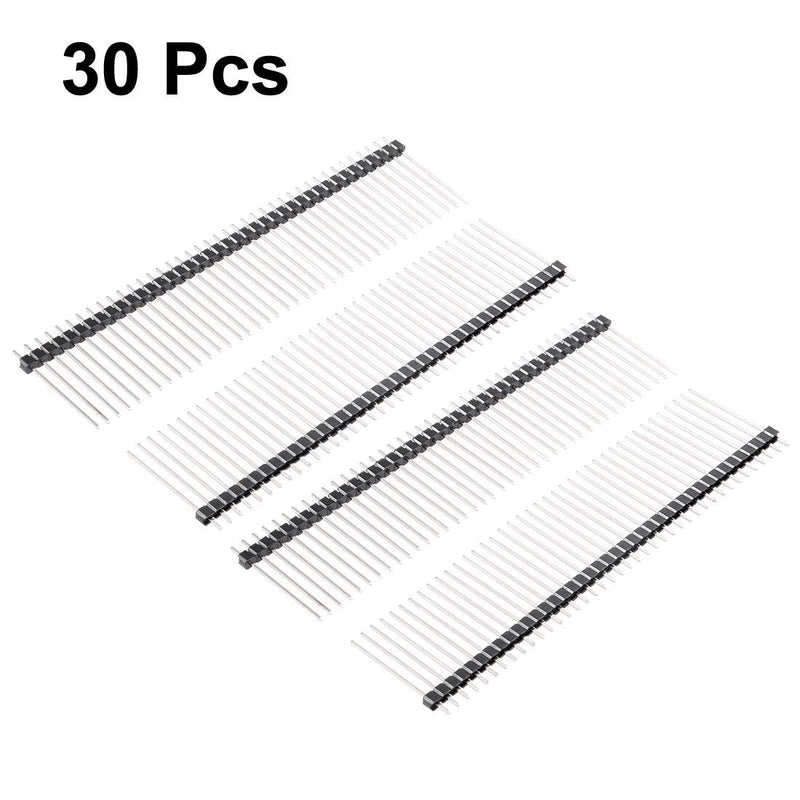 [Australia - AusPower] - uxcell 30Pcs 2.54mm Pitch 40-Pin 28mm Length Single Row Straight Connector Pin Header Strip for Prototype Shield 