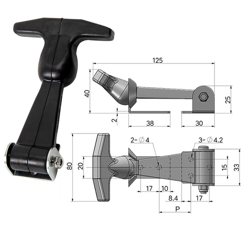 [Australia - AusPower] - Rubber Hood Latch -2 Pack Elastic Rubber Flexible T-Handle Hasp Draw Latches- Stainless Steel Brackets for Tool Box, Cooler, Golf Cart or Engineering Machine Hood 