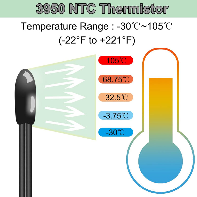 [Australia - AusPower] - 10 Pcs NTC Thermistor Temperature Probe with XH2.54-2P Plug 3950 B Value Epoxy Sensitive Temp Sensor 15.7In for Air Conditioner Refrigerator, Freezer, Thermostat(40cm) 