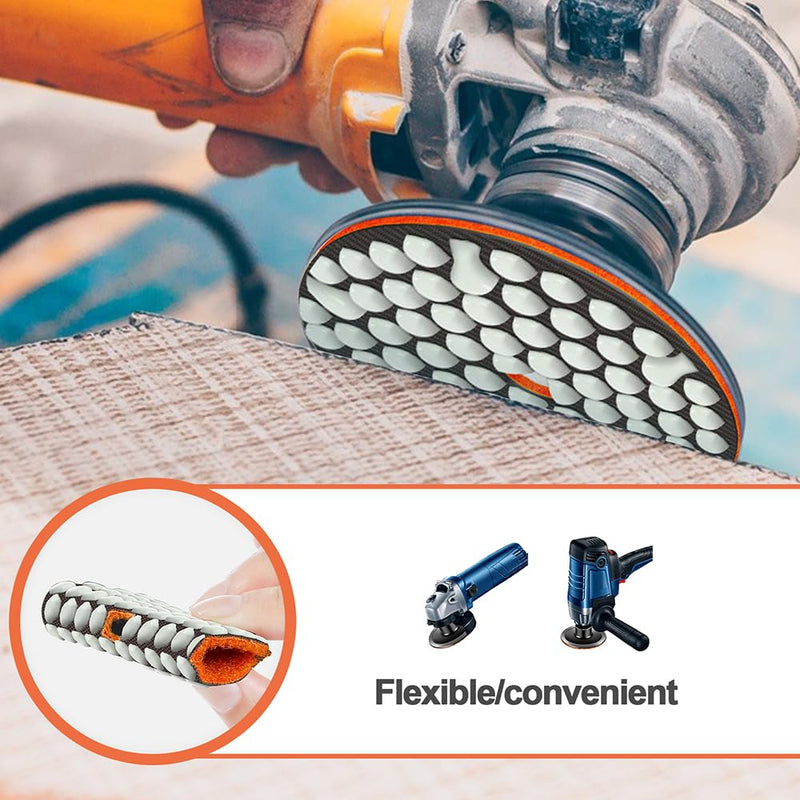 [Australia - AusPower] - BRSCHNITT Dry Diamond Polishing Disc Set 100 mm - #50x3/100x3/200x2 Polishing Pad Set for Granite Stone Concrete Marble Floor Grinder or Polisher with M14 Support Plate + Adapter Grit #50x3/100x3/200x2+PLS M14 