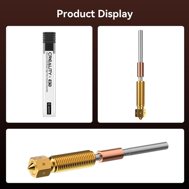 [Australia - AusPower] - Creality K1C E3D Nozzle, Genuine K1 SE Brass 600mm/s High Flow Extruder Hotend Nozzles Assembly 0.4mm, 3D Printer Nozzle Replacement For Ender 3 V3 SE KE/Ender 3V3/Ender 3 V3 Plus/K1/K1 Max/K2 SE 1PCS-E3D-Brass-0.4 