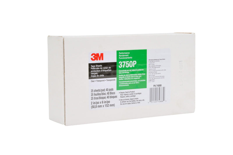 3M Tape Sheets 3750P, Clear, 2 in x 6 in, Conveniently Packaged (Pack of 40 Pads, 25 Sheets per pad) Sausage