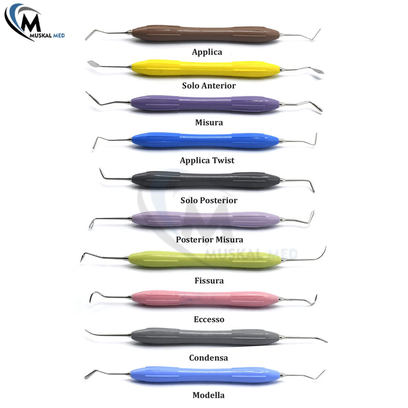 [Australia - AusPower] - Silicone Handle Dental Composite Filling Restorative Instruments Kit 10pcs Tools Set with Cassette DN-2245 