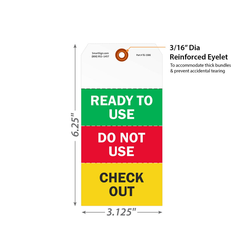 SmartSign Ready to Use Two-Sided Tags with Tear-Off Stubs and Wires - Pack of 100 | 6.25" x 3.125" Polylith Plastic, 10 mil