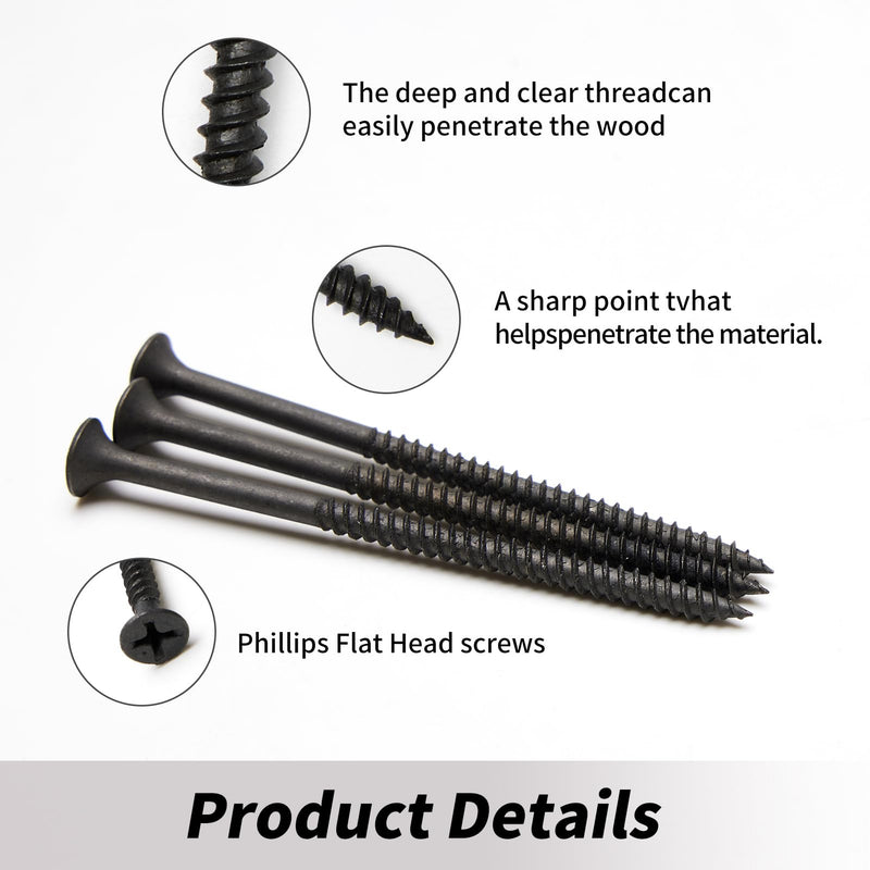 [Australia - AusPower] - Drywall Screws Assortment Kit,Wood Screws Assortment Kit,#6 Dry Wall Screws for Drywall Wood,Fine Thread Sheetrock Screws Set- Black Self Tapping Wood Screws,200pcs,5sizes,6#*(16-35mm) 200pcs/16-35mm 
