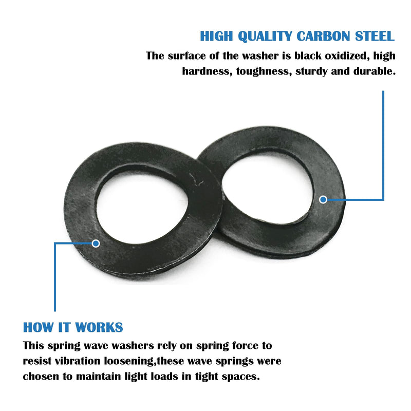 [Australia - AusPower] - M8 Metric Wave Spring Washer,Carbon Steel Spring Wave Washer Gasket,Wave Spring Washers with Black Oxidized Finish for Screw Bolt(100Pcs) M8 