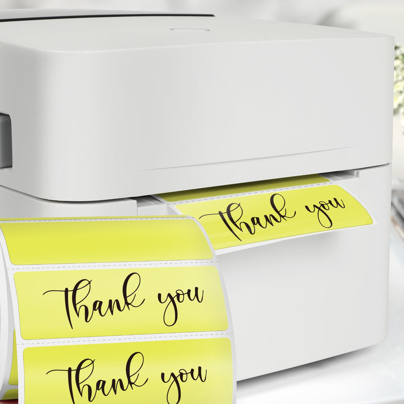 3×1 Inch Vinyl Thermal Labels Yellow Rectangle Waterproof Direct Printer Stickers Color Self-Adhesive File Folder Label for Name Logo DIY Barcodes Office Address 500 PCS