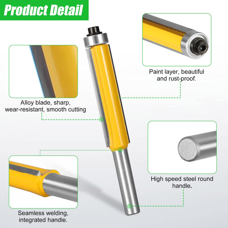[Australia - AusPower] - 4 Piece Flush Cutter Ball Bearing Top, Flush Cutter 8 mm Shank, Ent Flush Cutter, Edges Copy Cutter with Ball Bearing, Groove Cutter Flush Cutter Set Woodworking Cutting Tool for Wood 4 