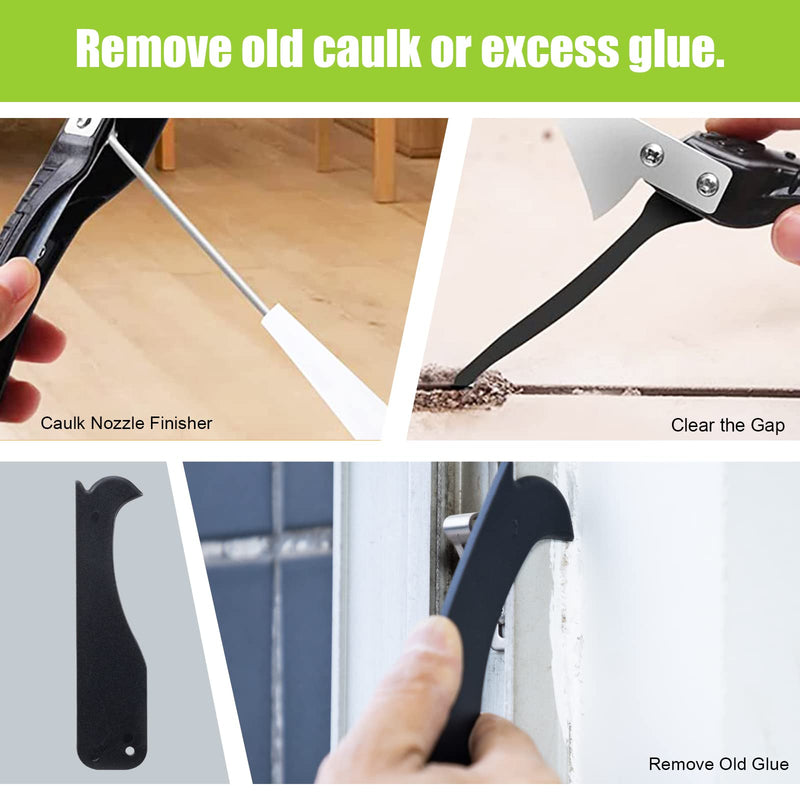 [Australia - AusPower] - Caulking Tool 5 in 1 Silicone Caulking Grout Removal Tool Sealant Finishing Tool with Grout Scraper, 6 Exchange Silicone Pads, Adhesive Residue Scraper Seam Repair Tool Kit for Kitchen Bathroom Green 