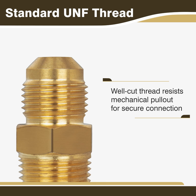 [Australia - AusPower] - JUWO 3/8" Flare x 3/8" NPT Male Brass Tube Fitting for Propane, LP and Natural Gas, Fuel, Half-Union (2-Pack) 3/8" Flare x 3/8" MNPT-2 Pack 