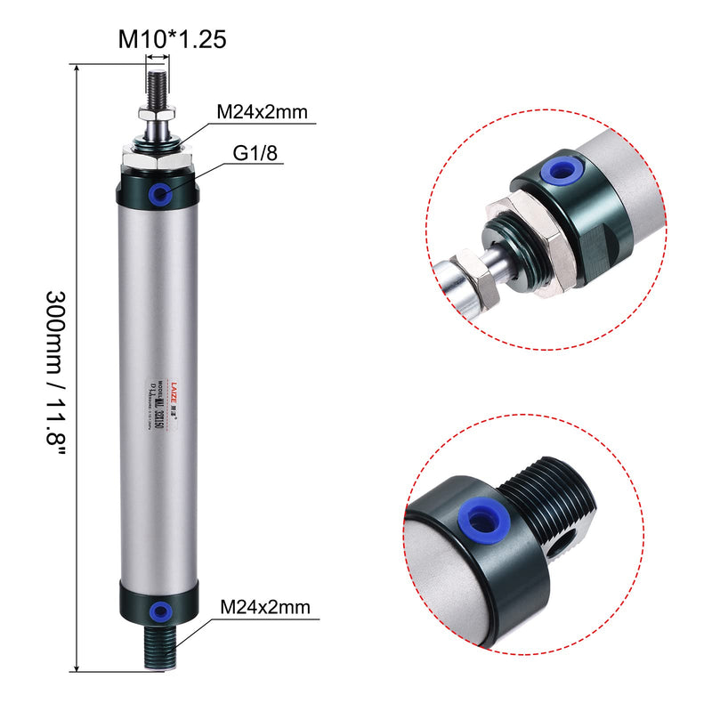 [Australia - AusPower] - MECCANIXITY Pneumatic Air Cylinder Double Action MAL32X150 32mm Bore 150mm Stroke with Y Connector and 4Pcs Quick Fitting Set 32X150 mm 