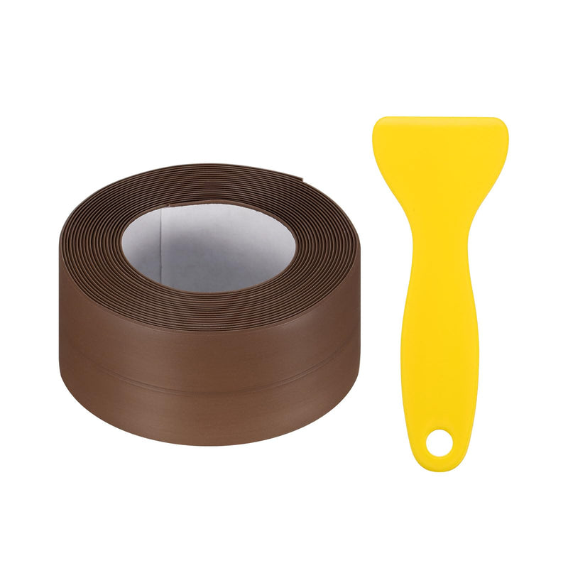 uxcell Caulk Tape, Brown Toilet Caulk Strip Self Adhesive 1.5" x 16.4Ft Caulking Sealant Tape with Sealing Tool for Kitchen Bathroom Edge Protector
