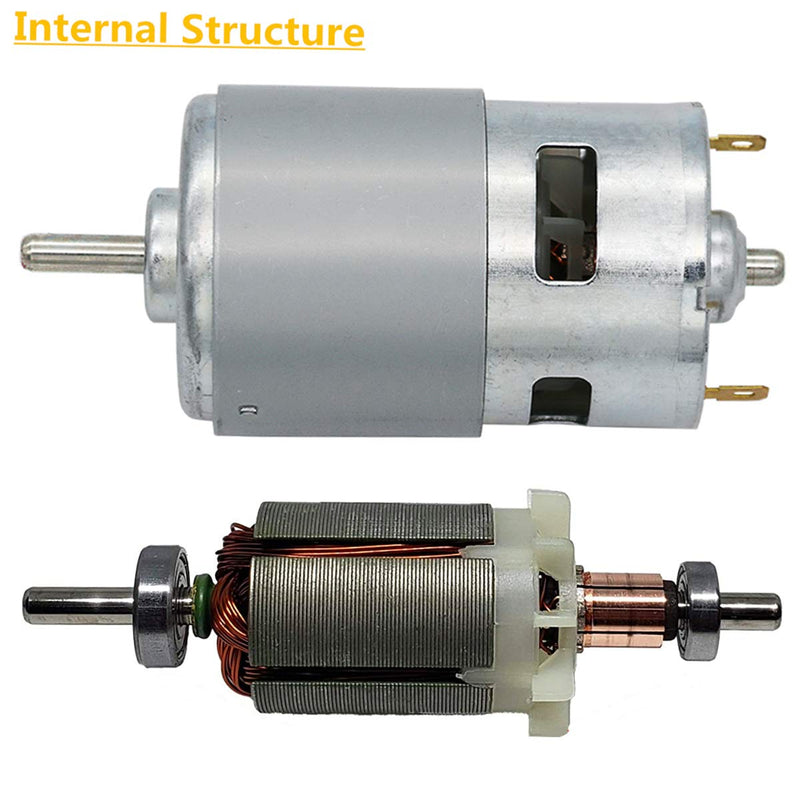 775 DC Motor DC 12V - 24V Max 12000 RPM Ball Bearing Large Torque High Power Low Noise Gear Motor Electronic Component Motor 2-Pack（with Bracket）