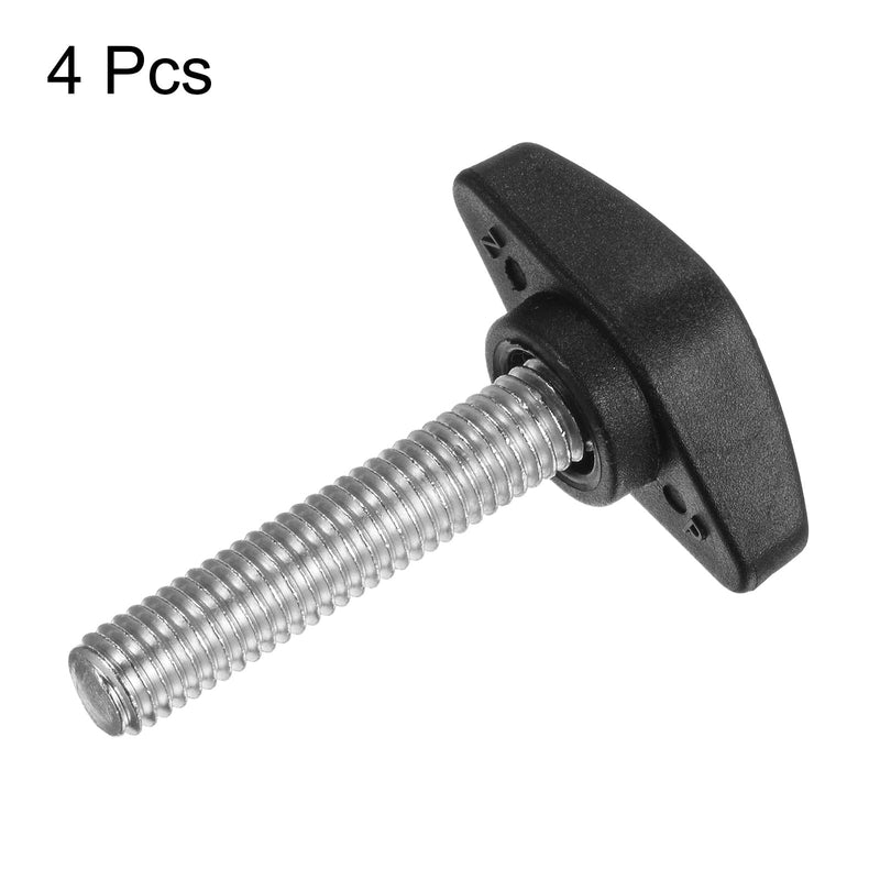 [Australia - AusPower] - HARFINGTON 4pcs Tee Wing Thumb Screws M8 x 35mm Standard Male Thread Plastic T Handles Hand Clamping Knobs Grip Thumbscrew, Black 