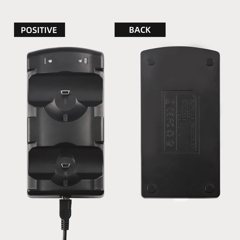 [Australia - AusPower] - PS3 Controller Charger Station, Charging Dock for Sony Playstation 3 Original Wireless Dual Controller and Move Controller with LED Light Indicator and Charging Cable 