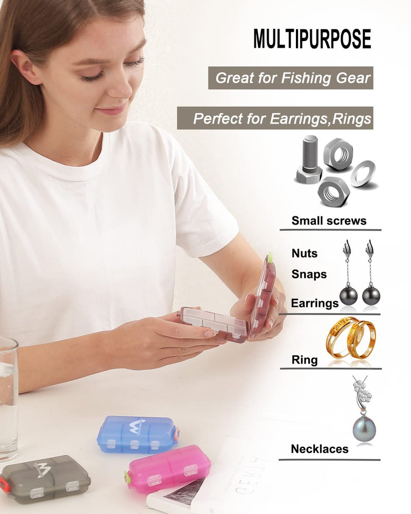 [Australia - AusPower] - 4PS Travel Pill Organizer with 164 Slice Labels?10 Compartments Travel Pill Box Portable Folding Small Pill Case Daily Pill Container Used for Carry Storage Medicine Organizer by M MUchengbao Dark Red + Gray + Pink + Blue 