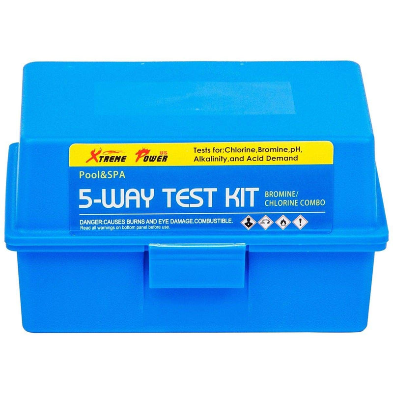 [Australia - AusPower] - XtremepowerUS 5-Way Swimming Pool Test Kit pH, Chlorine, Bromine, Alkalinity Chemistry Testing with Case Spa, Inground Above Ground Pool Residential 