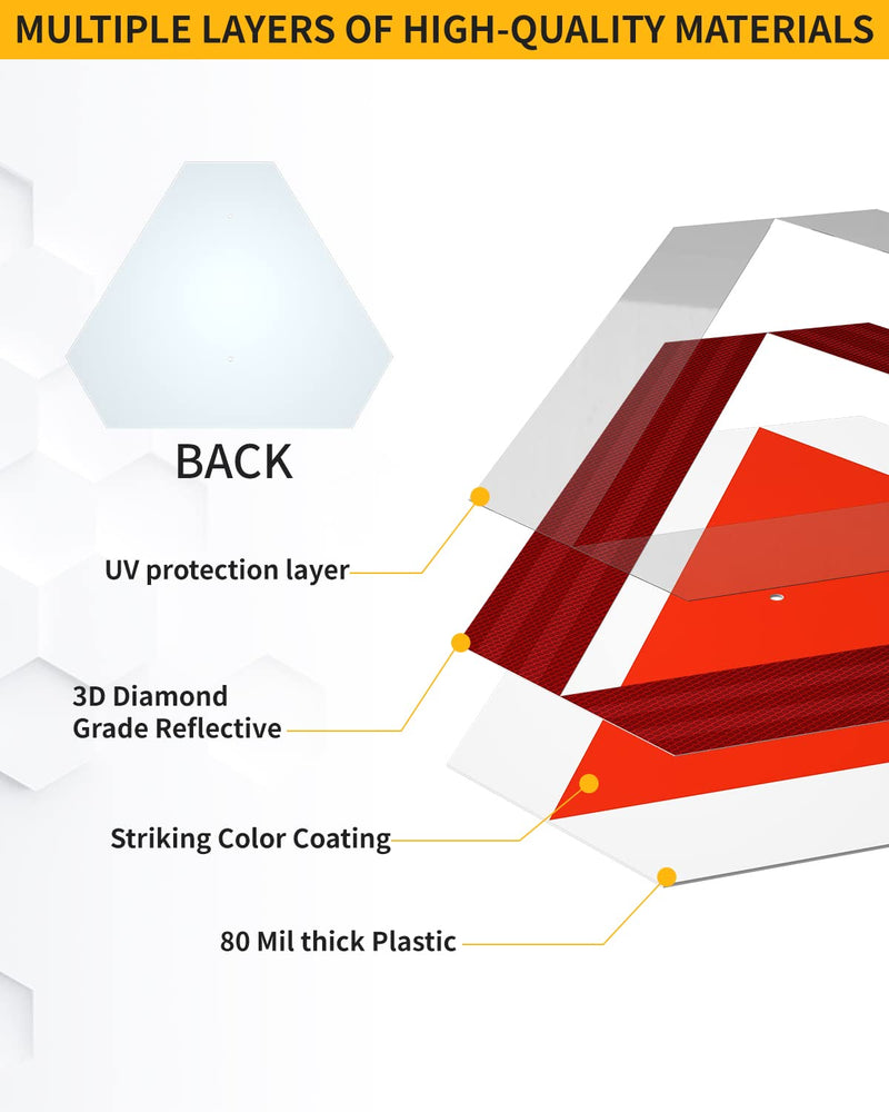 [Australia - AusPower] - Slow Moving Vehicle Sign Triangle Sign - SMV Sign for Golf Cart,UTV/ATV/RTV,Tractor&Farm equipment - Highly Reflective Up to 7 Years,14"x16"80-mil Thick Plastic - Include Screws & Zip Ties 1 PACK 