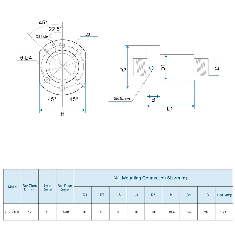 [Australia - AusPower] - uxcell BallScrew SFU1204 (Dia 12mm, Lead 4mm, Length 350mm) with Ball Screw Nut Anti Backlash Ball Screw Kit Standard End Machining for BK/BF12 CNC Machine Parts 