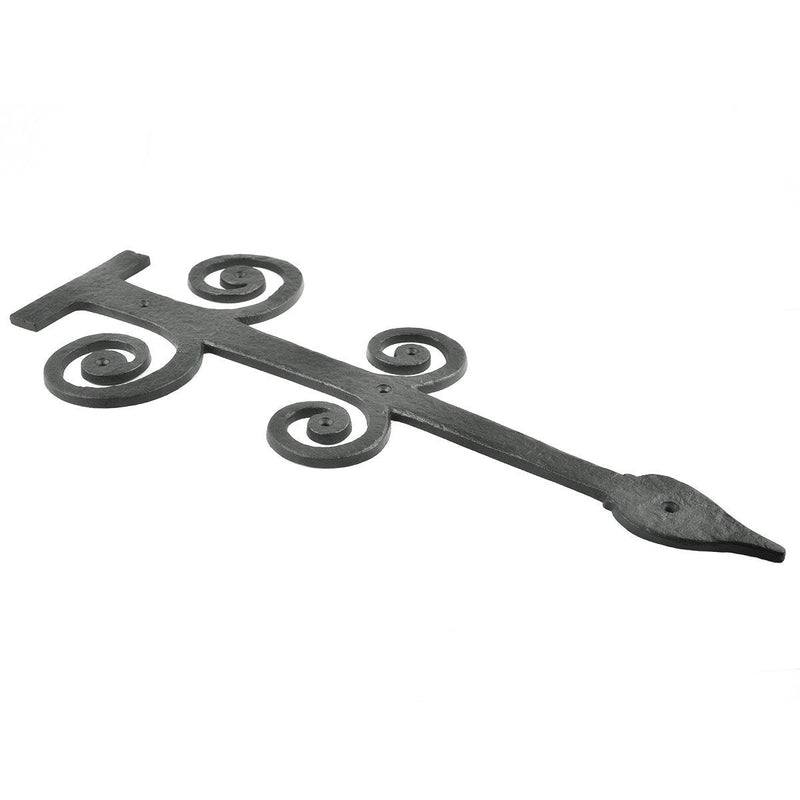 Renovators Supply Manufacturing Black Wrought Iron Garage Door Decorative Hardware 16 in Rust Resistant Spade Styled Rustic Dummy Strap Hinge with Mounting Hardware Pack of 1