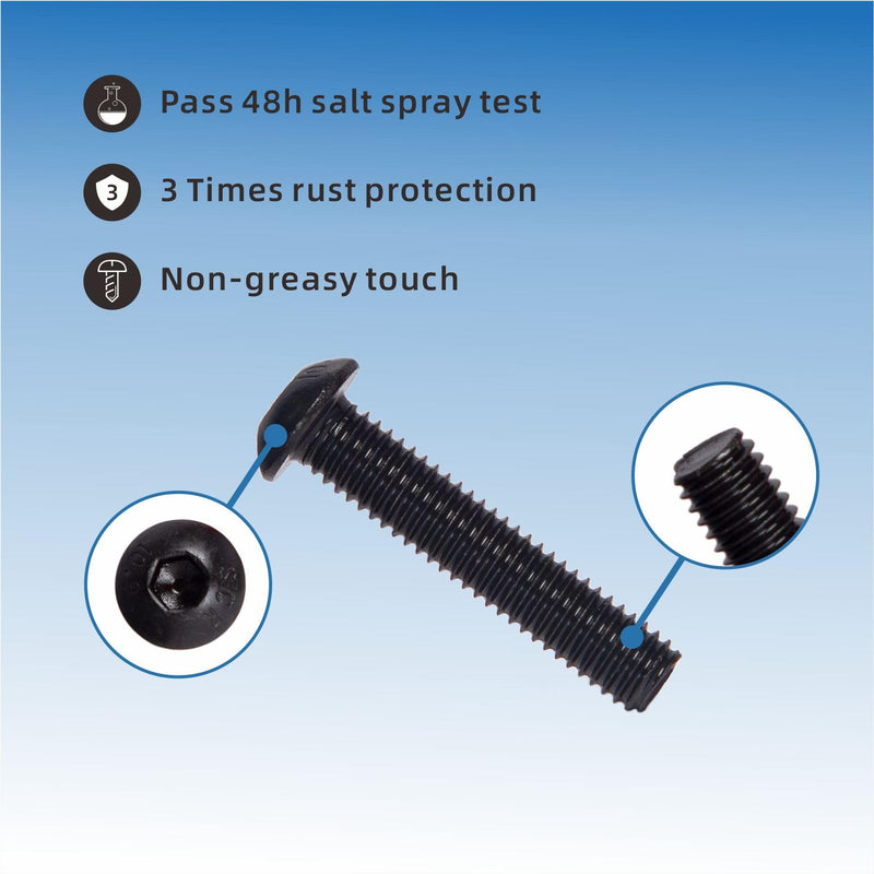 [Australia - AusPower] - 150PCS M6 x 12/16/20/25/30mm Button Head Hex Socket Cap Screws Bolts Nuts Washer Assortment Kit, 10.9 Grade Alloy Steel Black Oxide, Metric Bolts and Nuts Assortment,Fully Threaded M6 Alloy Steel Black Button Head Kit 150 