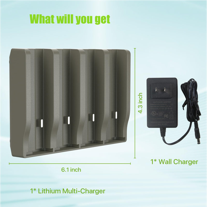 Reveal Lithium Battery Charger 4 Port Charger with LED Indicator Lights Compatible with Reveal Hunting Trail Camera