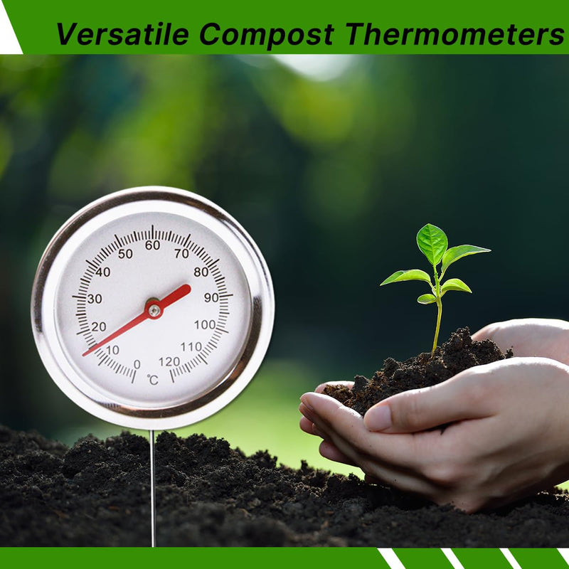 [Australia - AusPower] - Compost Thermometer with 36.4 in Stainless Ssteel Stem,Soil Thermometer Gardening Thermometers Hay Bale Thermometers for Composting,Organic Farming Professional Tool Gardeners 