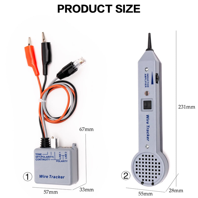 [Australia - AusPower] - 200EP High Accuracy Cable Tracker Kit with Adjustable Tones, Easy-to-Use Tone Generator and Probe Kit for Versatile Cable and Wire Maintenance, Ideal Toner Electrical Tool, Clear 
