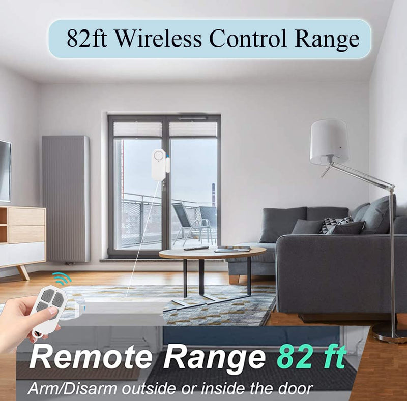 Door Window Alarm When Opened for Home Security with Remote, Wireless Door Sensor Alarm for Kids Safety with Adjustable Volume (4 Door Sensor 2Remote)