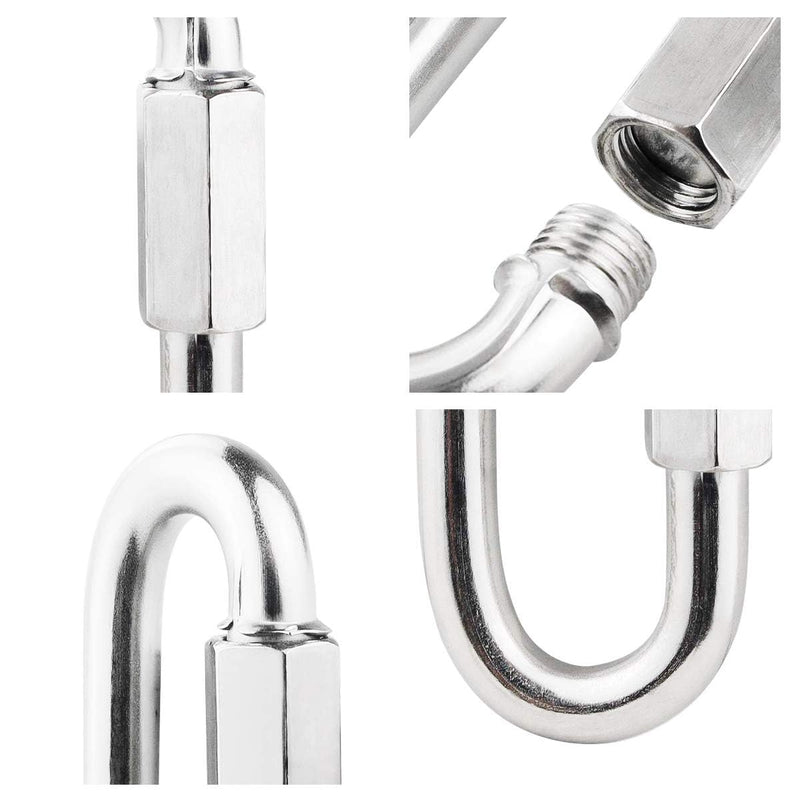 [Australia - AusPower] - 30 Packs Quick Link M3.5 1/8 inch 304 Stainless Steel Quick Link Chain D Shape Locking Quick Chain for Carabiner, Hammock, Camping and Outdoor Equipment 