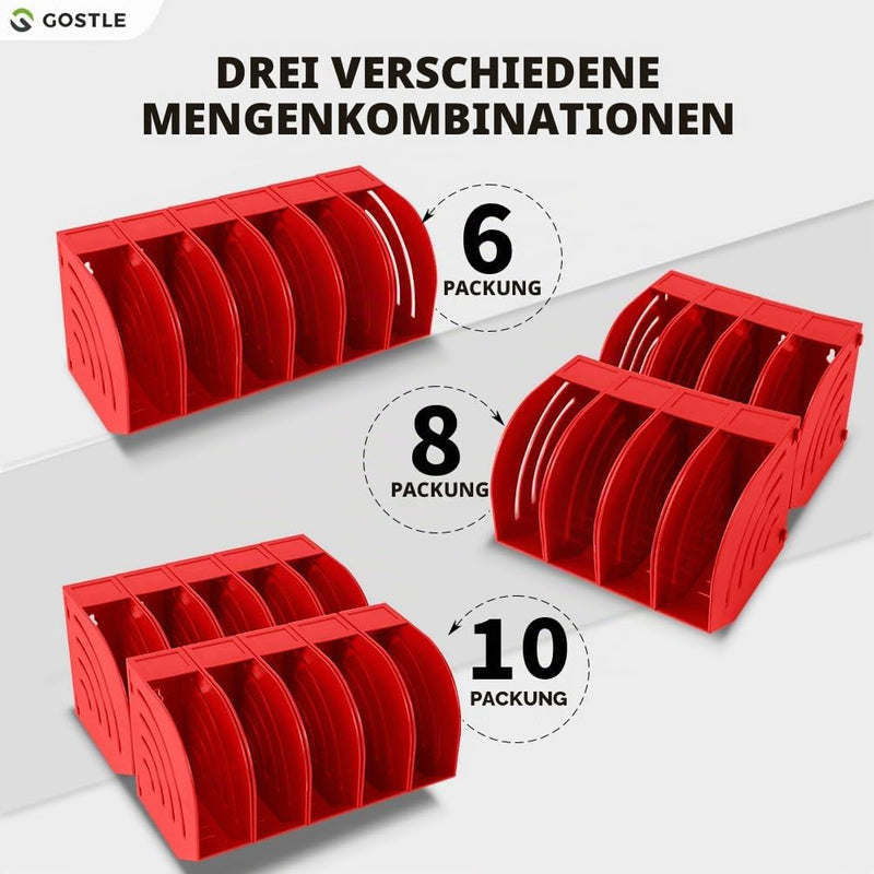 125 mm Sanding Discs Storage Box - Set of 10 Boxes, Red, Space-Saving, Stackable, with Grit Categorisation for Workshop and Random Orbital Sander Accessories 10.0