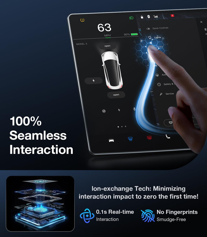 [Australia - AusPower] - 2024 Upgrade Tesla Model Y /3 Accessories Screen Protector Matte [No More Glare & Fingerprint] 9H Tempered Glass Protector for Model Y(2020~2024) Model 3(2017~2023) - Mounting Frame Kit 