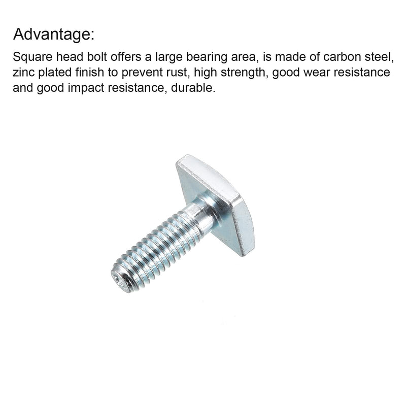 [Australia - AusPower] - uxcell Square Head Bolt, 10pcs M6x17.5mm Fully Thread Carbon Steel Grade 4.8 Square Machine Screws 10 