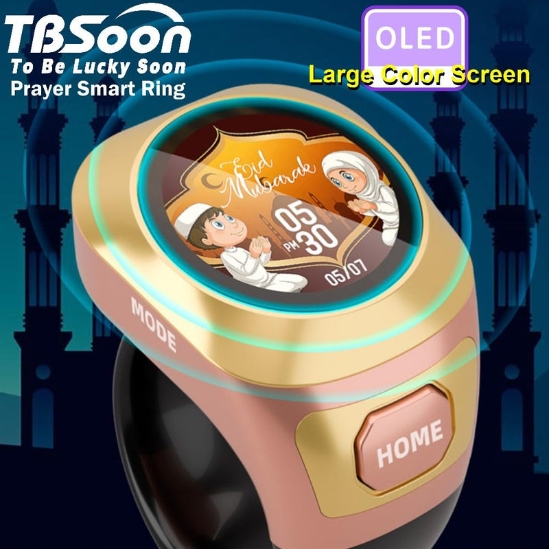 Color Screen Tasbih Smart Ring,Tasbeeh Counters,Prayer Smart Ring,Replaceable Pictures,Electronic Rosary,Forgiveness ring,Large Battery,Large Screen Display,Eid al-Fitr Eid al-Adha Ramadan Gift Black