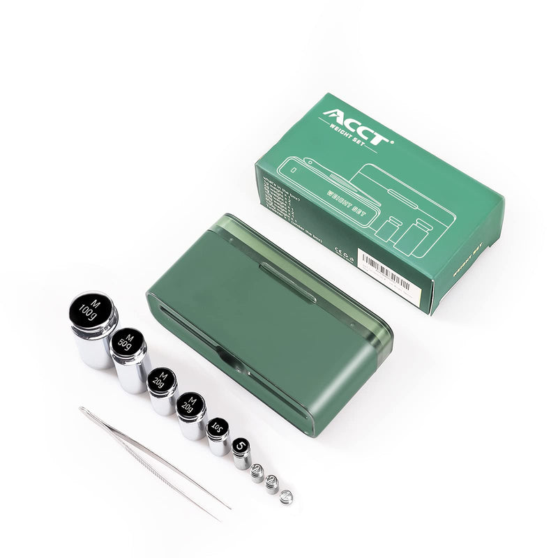 [Australia - AusPower] - ACCT Calibration Weight, 1g 2g 5g 10g 20g 50g 100g Calibration Gram Scale Weight Set for Digital Scale Balance, small weights for crafts,1 Piece Calibration Weight Tweezers(Silver) Large 