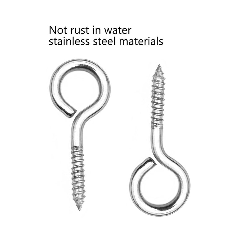 [Australia - AusPower] - 40 Pcs Stainless Steel Screw Eyes Screw Hooks, 2 Inch Heavy Duty Eye Bolts, Ourdoor & Indoor Use 