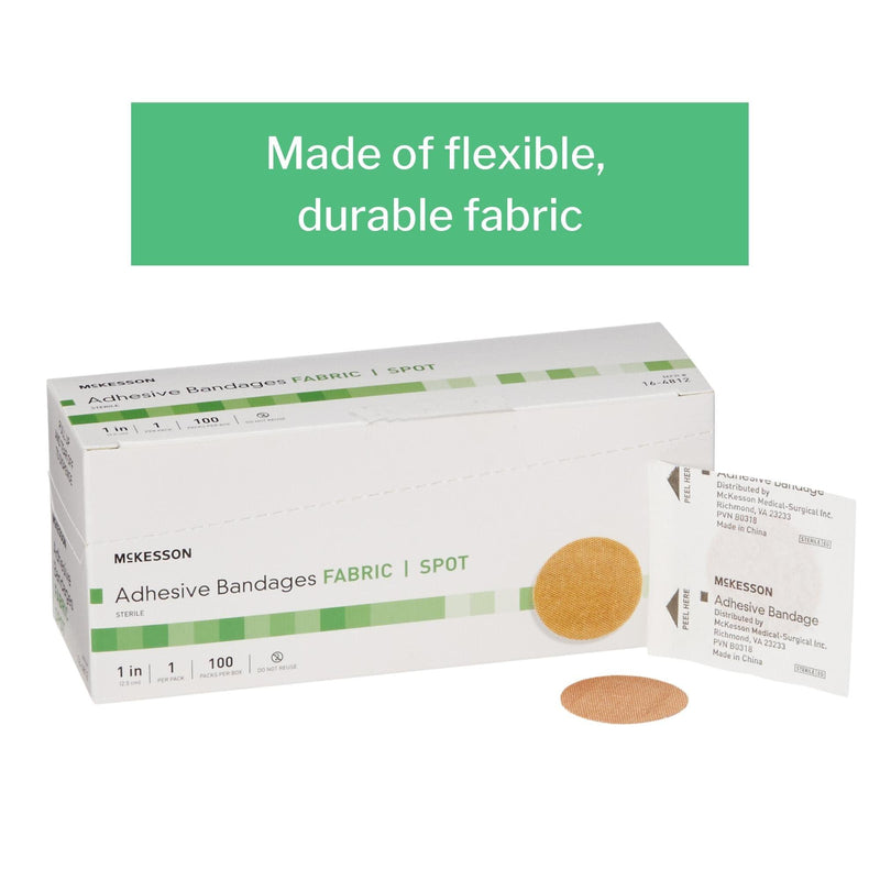 [Australia - AusPower] - McKesson Adhesive Bandages, Sterile, Fabric Spot, 1 in, 100 Count, 1 Pack 100 Count (Pack of 1) 