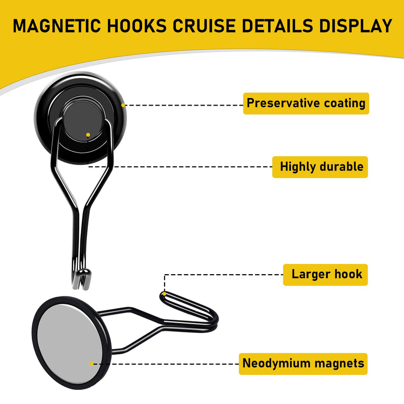 [Australia - AusPower] - LOVIMAG 110LBS Magnetic Hooks Heavy Duty, Black Swivel Swing Magnet Hooks Strong Magnetic Hooks, Magnetic Hooks Cruise for Hanging, Grill, Refrigerator, Ceiling, Kitchen, Locker, Garage-8 Pack 110lbs-8p 