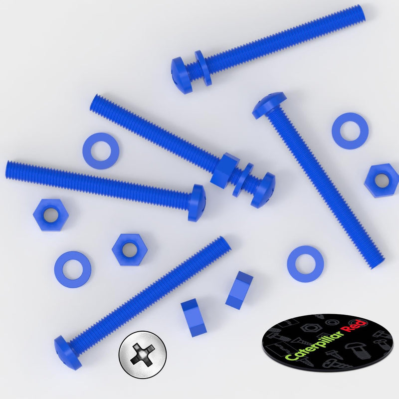 [Australia - AusPower] - 20 x Blue Pan Head Screws Polypropylene (PP) Plastic Nuts and Bolts, M6 x 60mm, Washers, (15/64 x 2 23/64 in) 