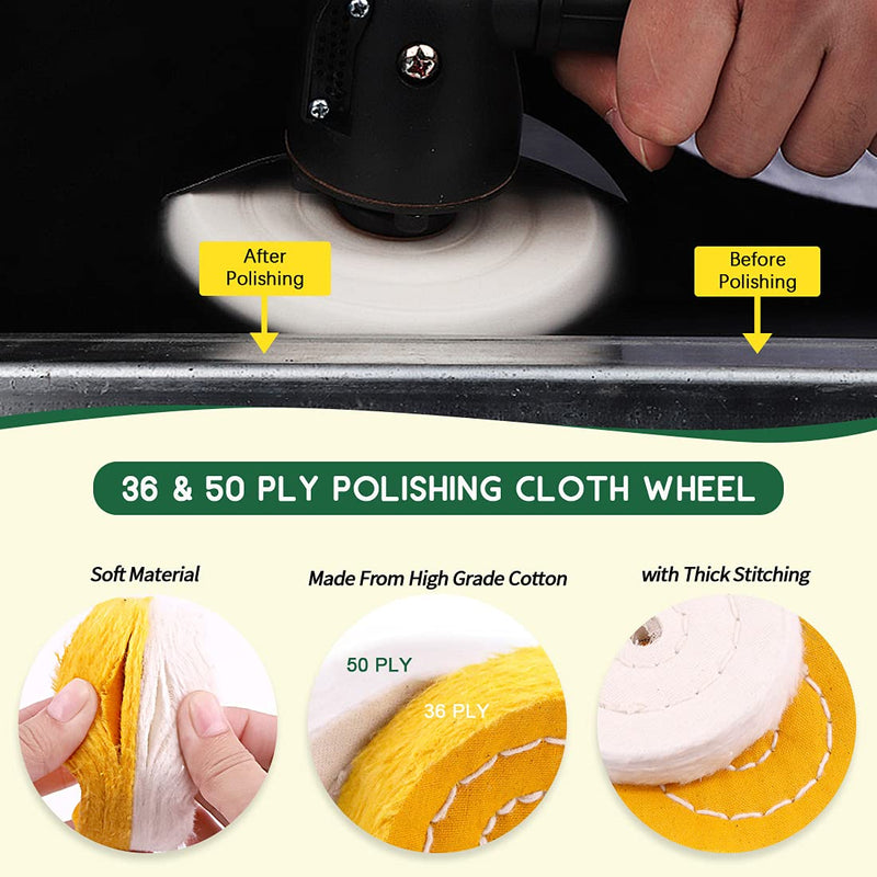[Australia - AusPower] - Keadic 8Pcs 4inch Buffing Polishing Wheel Kit Includes Polishing Compounds, Buffer Wheels for Polishing and 1/2" Arbor Hole, Polishing Pad Buffing Wheel Kit, Buffer Polisher for Bench Grinder 4'' Buffering wheel Kit 