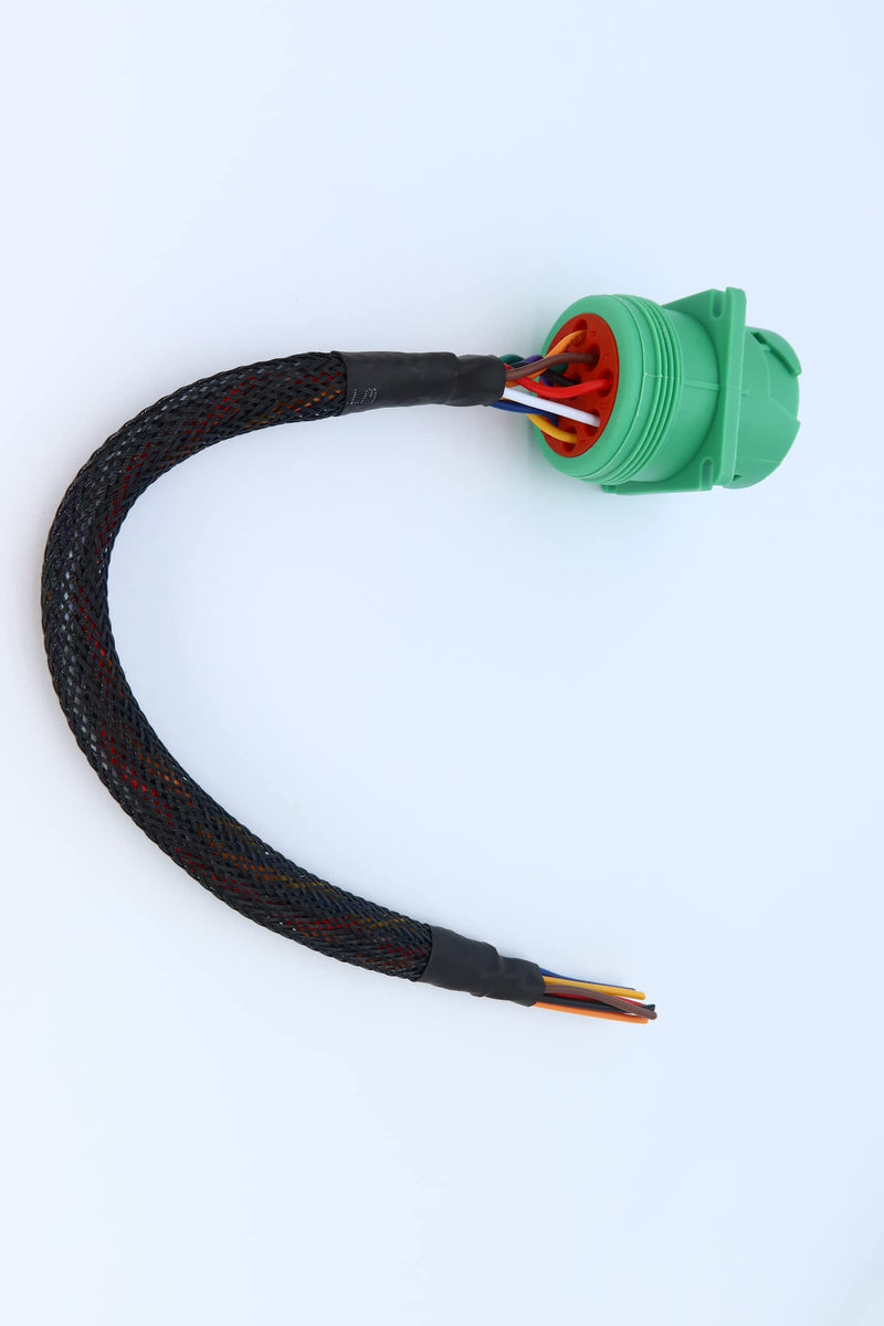 [Australia - AusPower] - Type 2 Green j1939 Pigtail Cable Female 9Pin to Open end Flange 1ft Flange Female Pigtail 