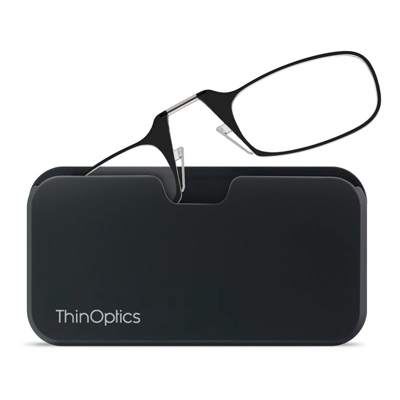 [Australia - AusPower] - ThinOptics Universal Pod Case + Rectangular Reading Glasses Black Case / Black Frames 44.45 Millimeters 2 x 