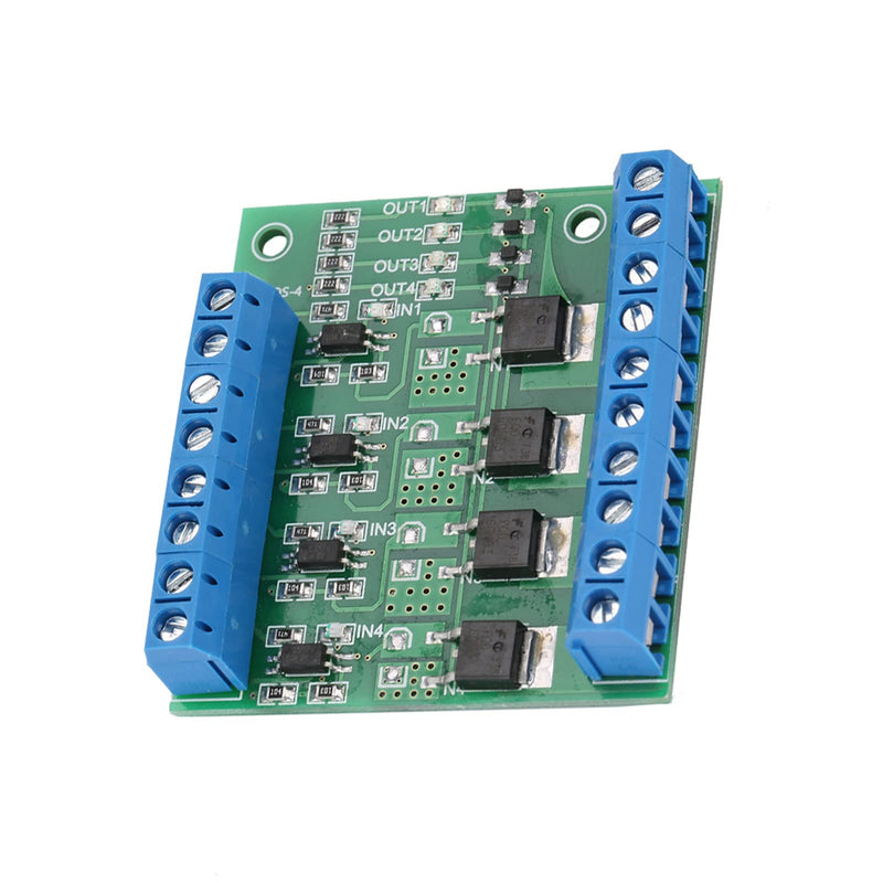 [Australia - AusPower] - Mosfet Board PWM 4 Channel Mosfet Module PLC Amplifier Board 3-20V to 3.7-27V DC 10A Driver Module MOS FET Module 